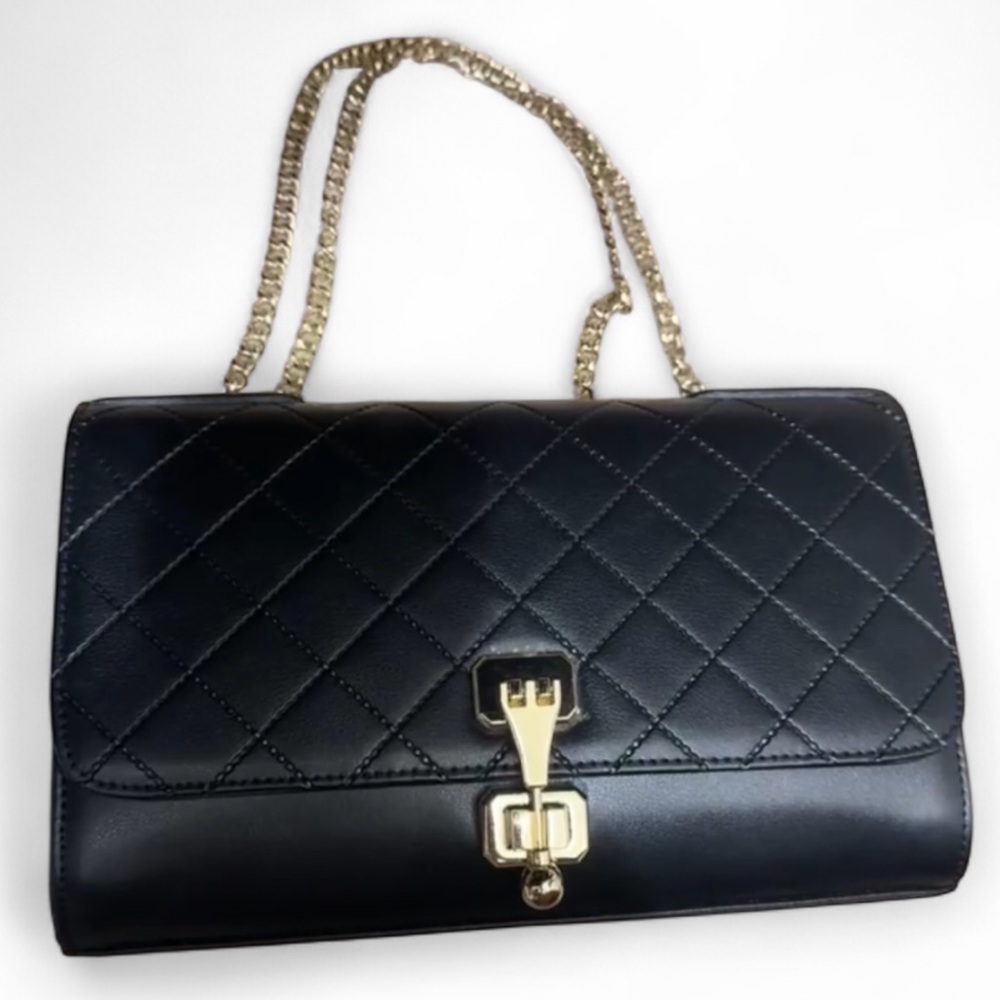 ANA LUBLIN Women Designer Leather Handbags Quilted Flap Lady Crossbody black